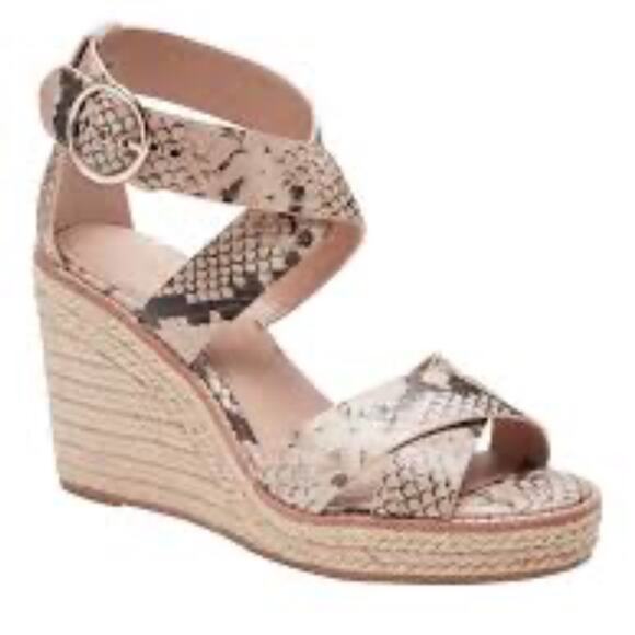 Banana Republic Shoes - Banana Republic Snake Print Leather Espadrille Strappy Wedge Sandal, EUC, Sz 10
